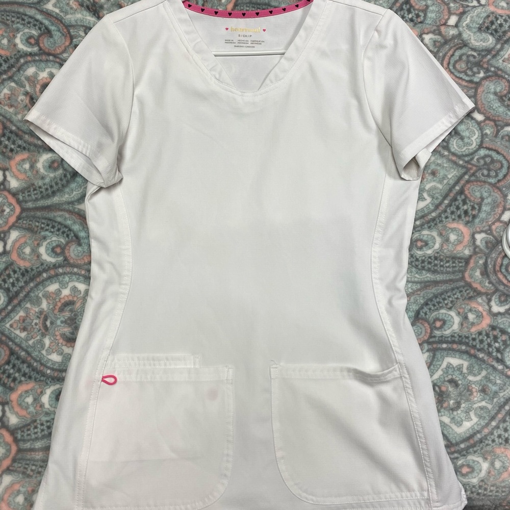 Heartsoul white scrub top